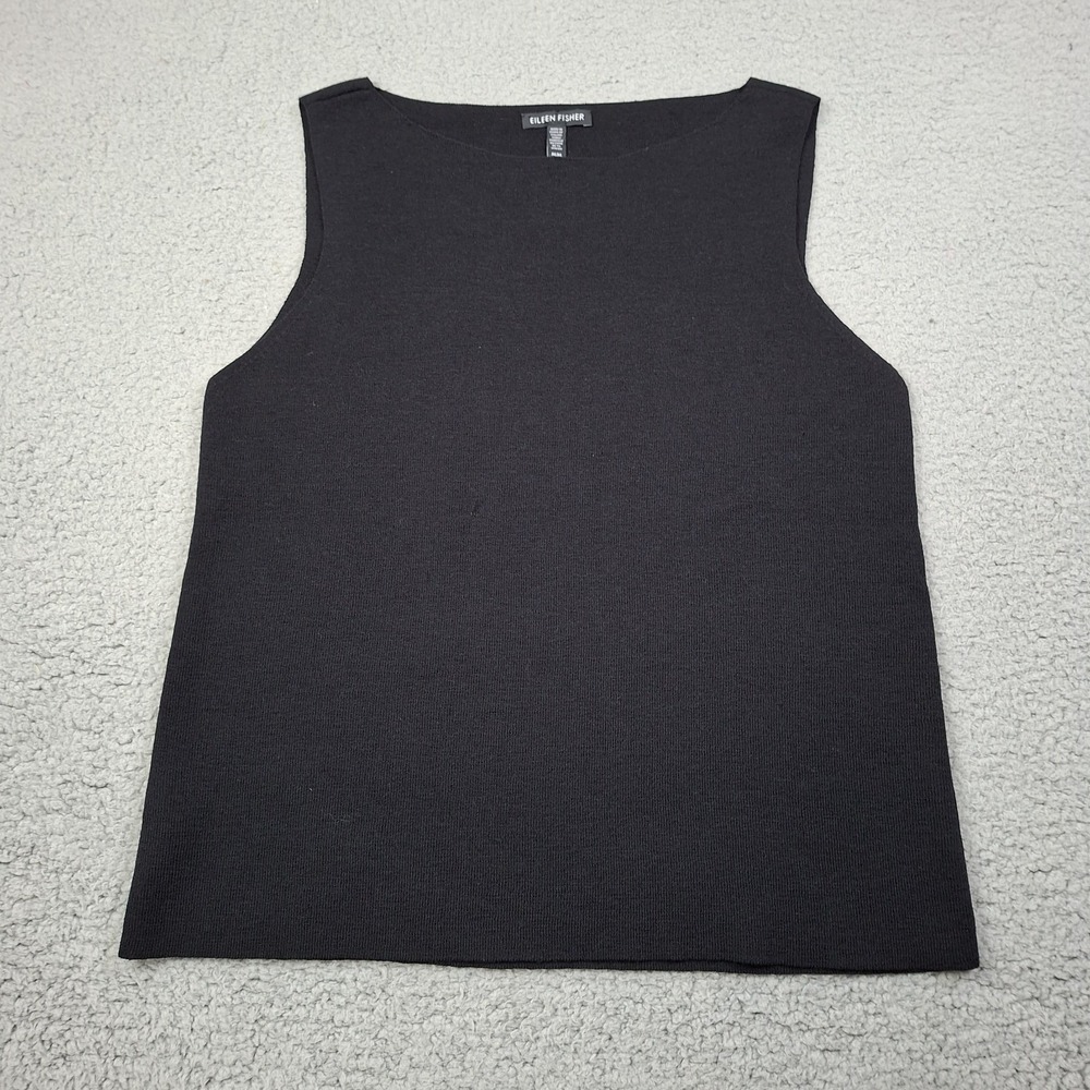 Eileen Fisher Ribbed Wool Tank Sleeveless Knit Shell Minimalist Lagenlook M